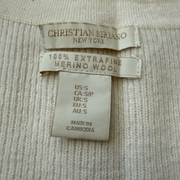 Christian Soriano Extra Fine Merino Wool Square Neck Cream Sweater Size S - Picture 4 of 10